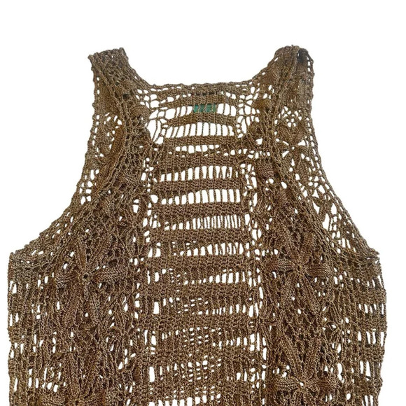 Letarte Handmade Metallic Dress Swim Cover Up Pullover Sheer Size Medium Women's - Picture 7 of 10